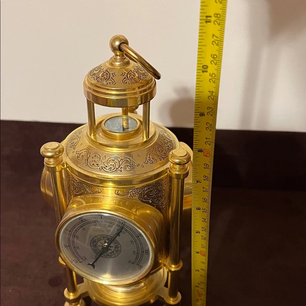 Franklin Mint International Meteorological Clock. Cast Metal 24K Gold Plated